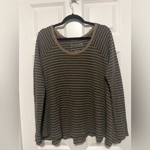Free people top… brown with beige stripes.. long sleeves
